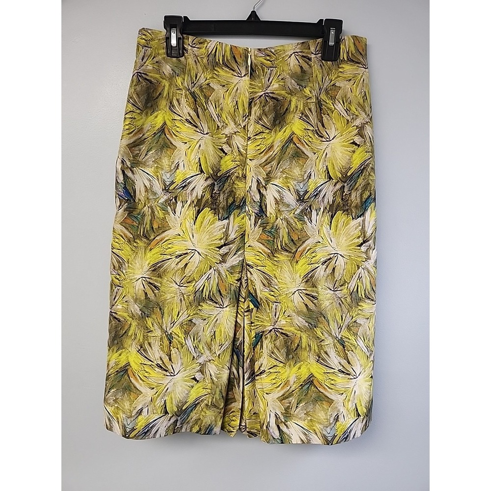 Doncaster Collection Womens Sz 6 Skirt Yellow Floral Silk Pencil Straight - Picture 3 of 7